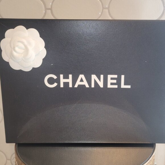 CHANEL Other - Chanel Empty Black Box with White Camellia Flower (Medium Size)
